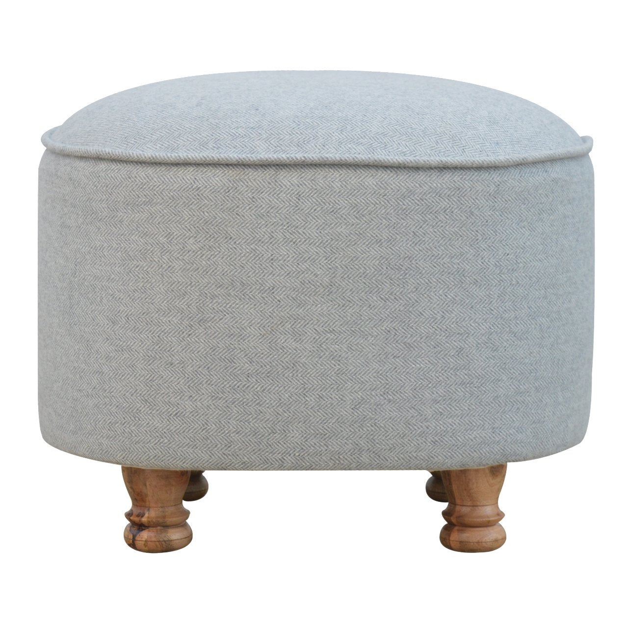 Camille Grey Tweed Oval Footstool & Ottoman