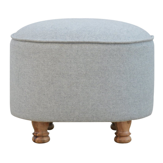 Camille Grey Tweed Oval Footstool & Ottoman