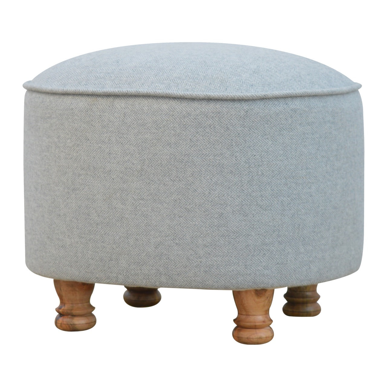 Camille Grey Tweed Oval Footstool & Ottoman