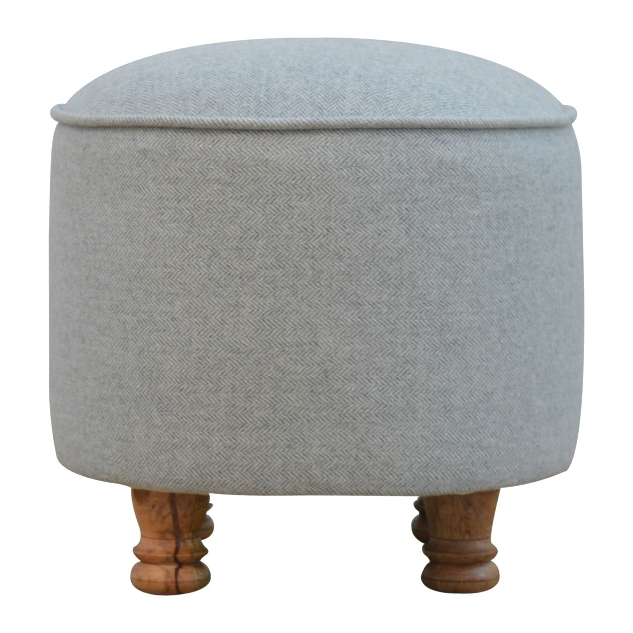 Camille Grey Tweed Oval Footstool & Ottoman