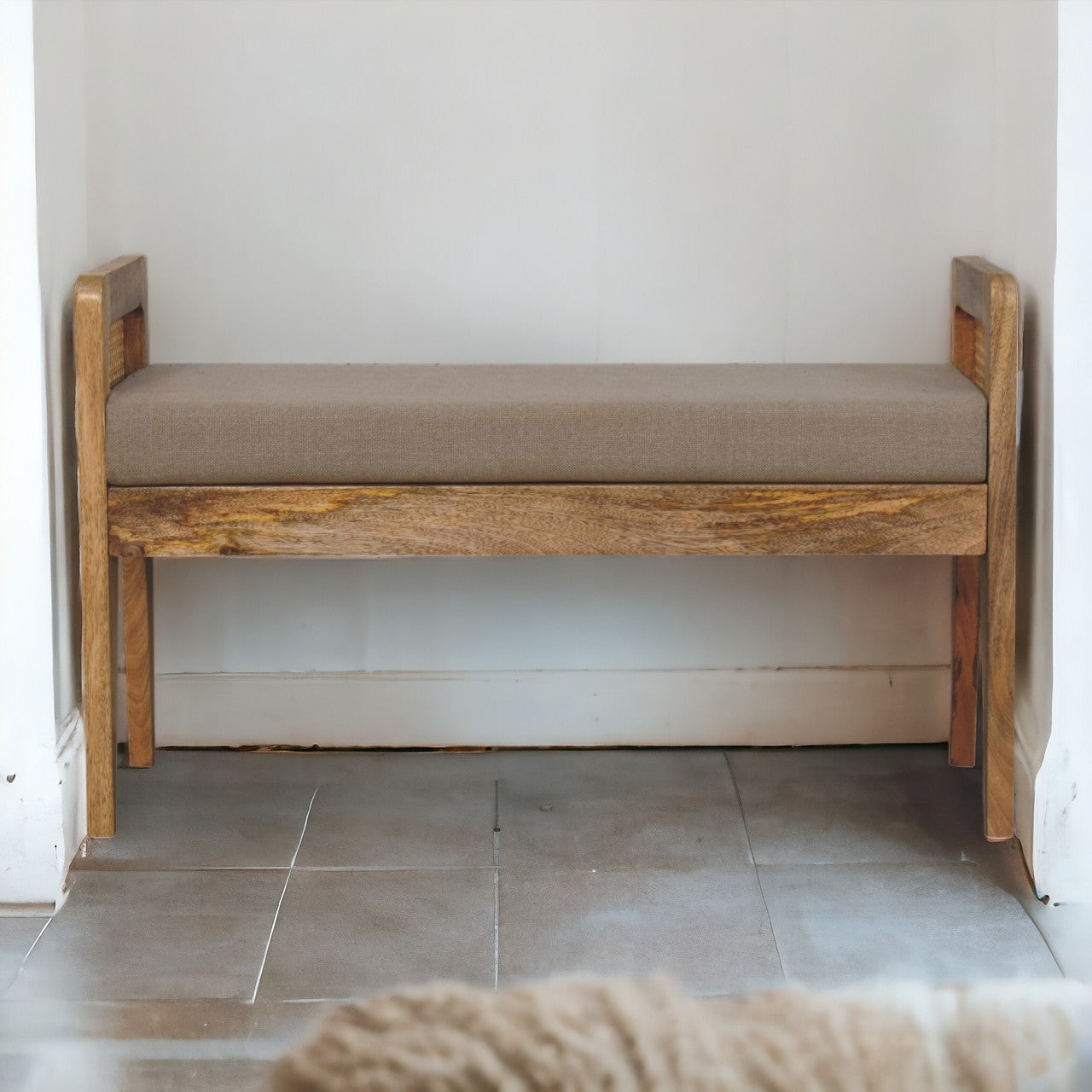 Sierra Linen Rattan Bench