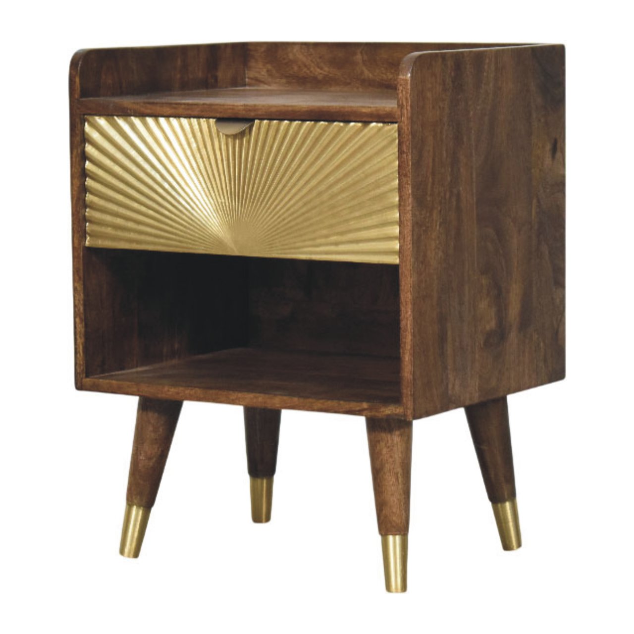 Aurelia Sunburst Brass Inlay Bedside Table