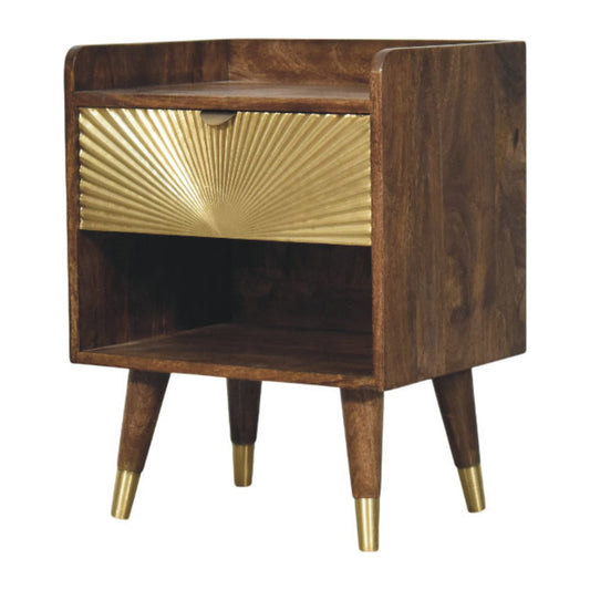 Aurelia Sunburst Brass Inlay Bedside Table
