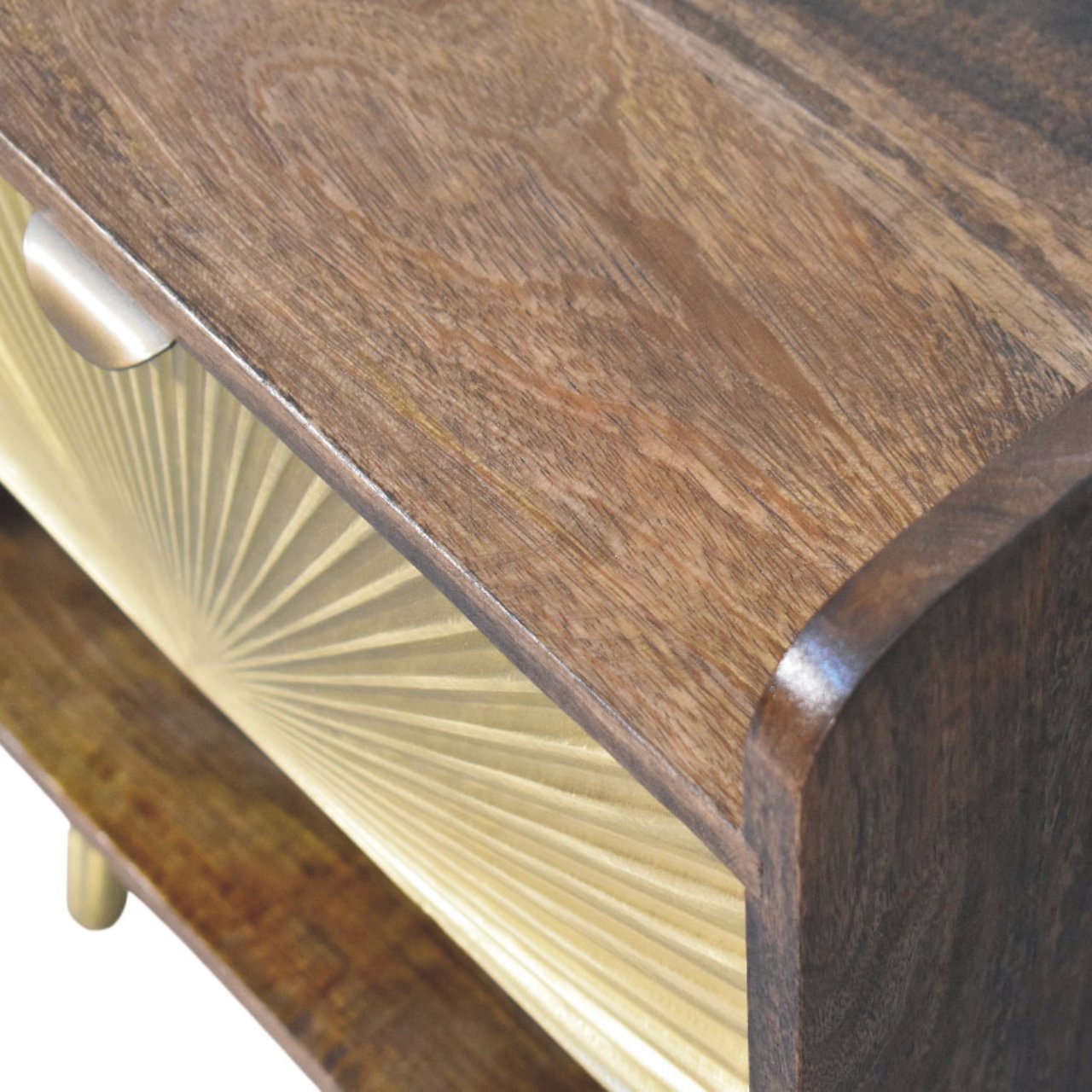 Aurelia Sunburst Brass Inlay Bedside Table