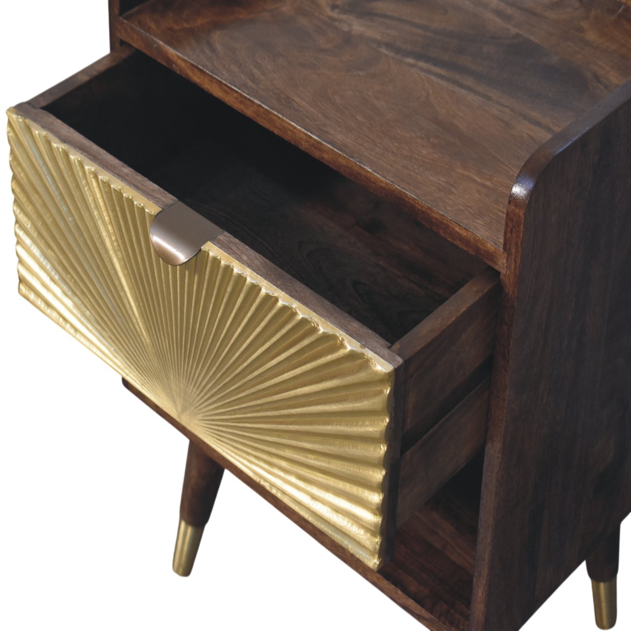 Aurelia Sunburst Brass Inlay Bedside Table
